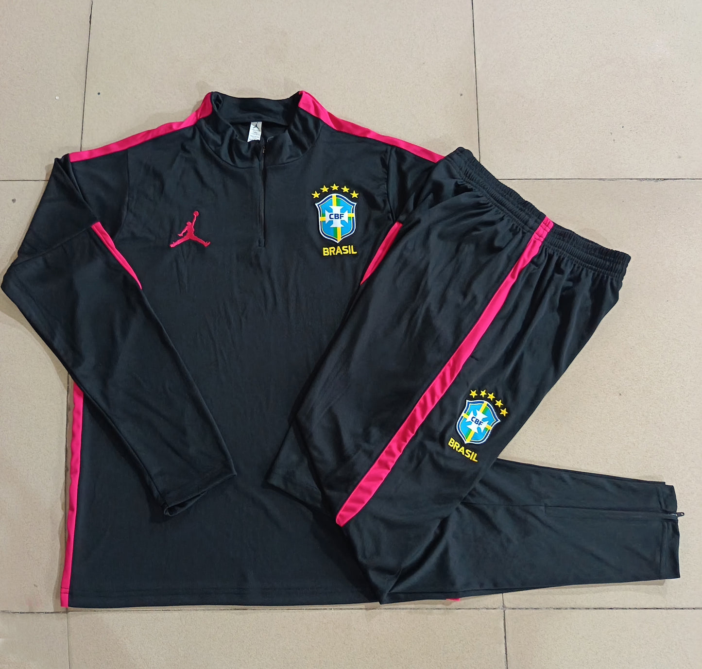 Kit Treino Agasalho + Calça Brasil - Preto