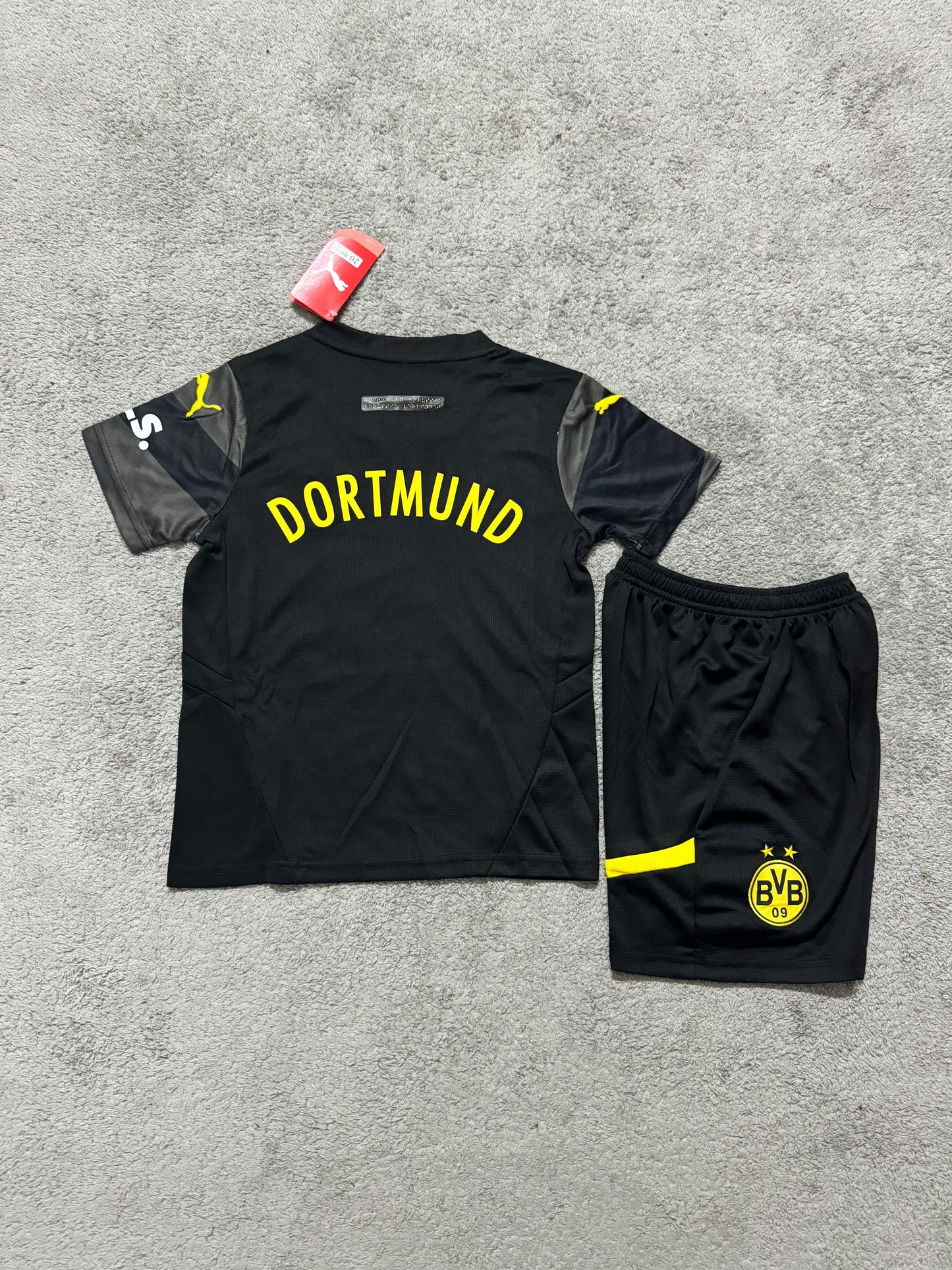 Kit Infantil Borussia Dortmund Away 24/25 - Preto e Amarelo