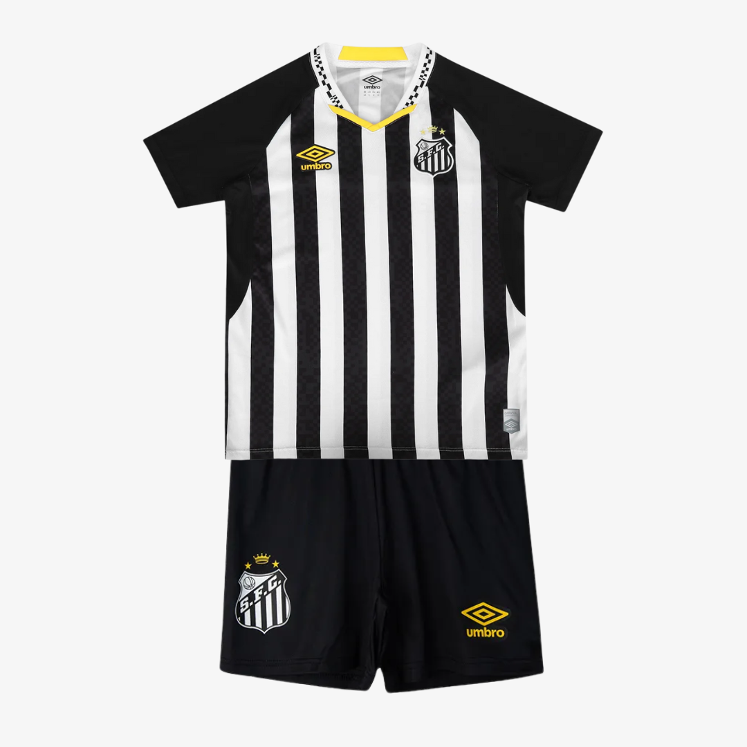 Kit Infantil Santos Away 25/26 - Preto e Branco