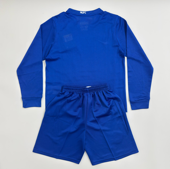 Kit infantil Manchester United RetrƓ AWAY Manga Longa 2008 . - Azul