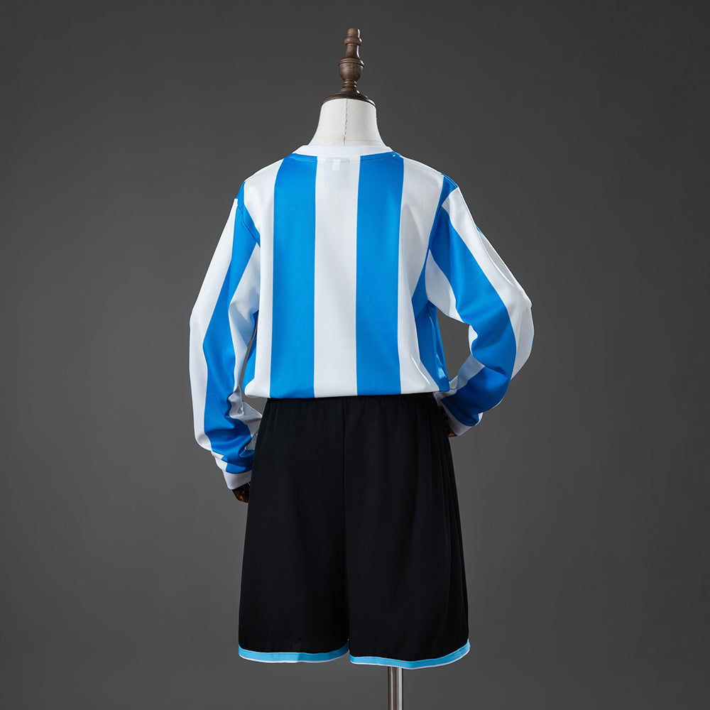 Kit Infantil Argentina Home RetrƓ 1986 Manga Longa - Azul e Branco