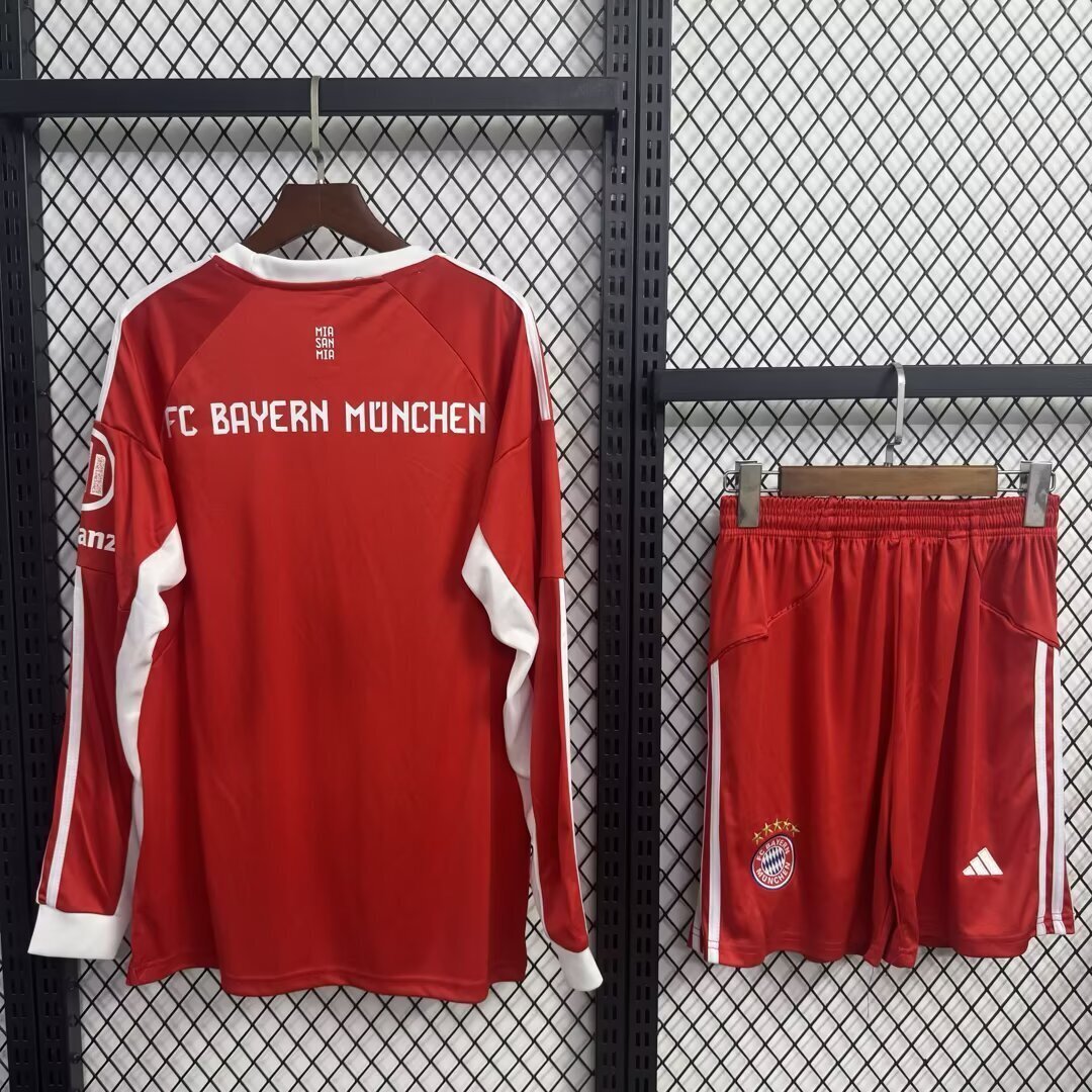 Kit Infantil Bayern de Munique Home Manga Longa 25/26 . - Vermelho