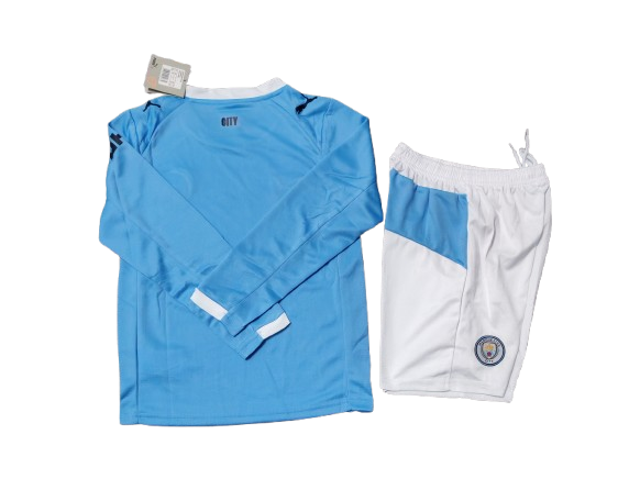 Kit Infantil Manchester City Home Manga Longa 25/26 -Azul