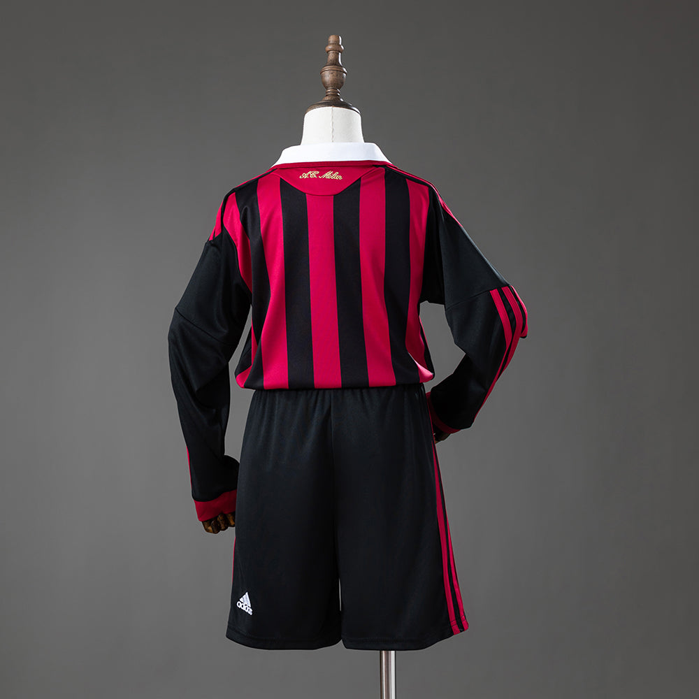 Kit Infantil Milan Home RetrƓ 09/10 Manga Longa . - Vermelho e Preto
