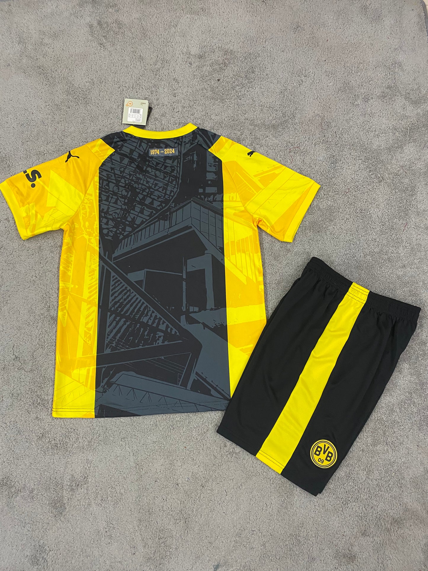 Kit Infantil Borussia Dortmund Home 24/25 - Preto e Amarela