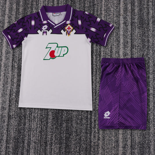 Kit Infantil Fiorentina Away Retrô 1992 . Lotto  - Branca e Roxo