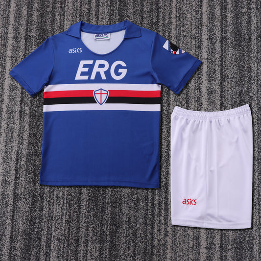 Kit Infantil Sampdoria Home Retrô 90/91 Asics - Azul