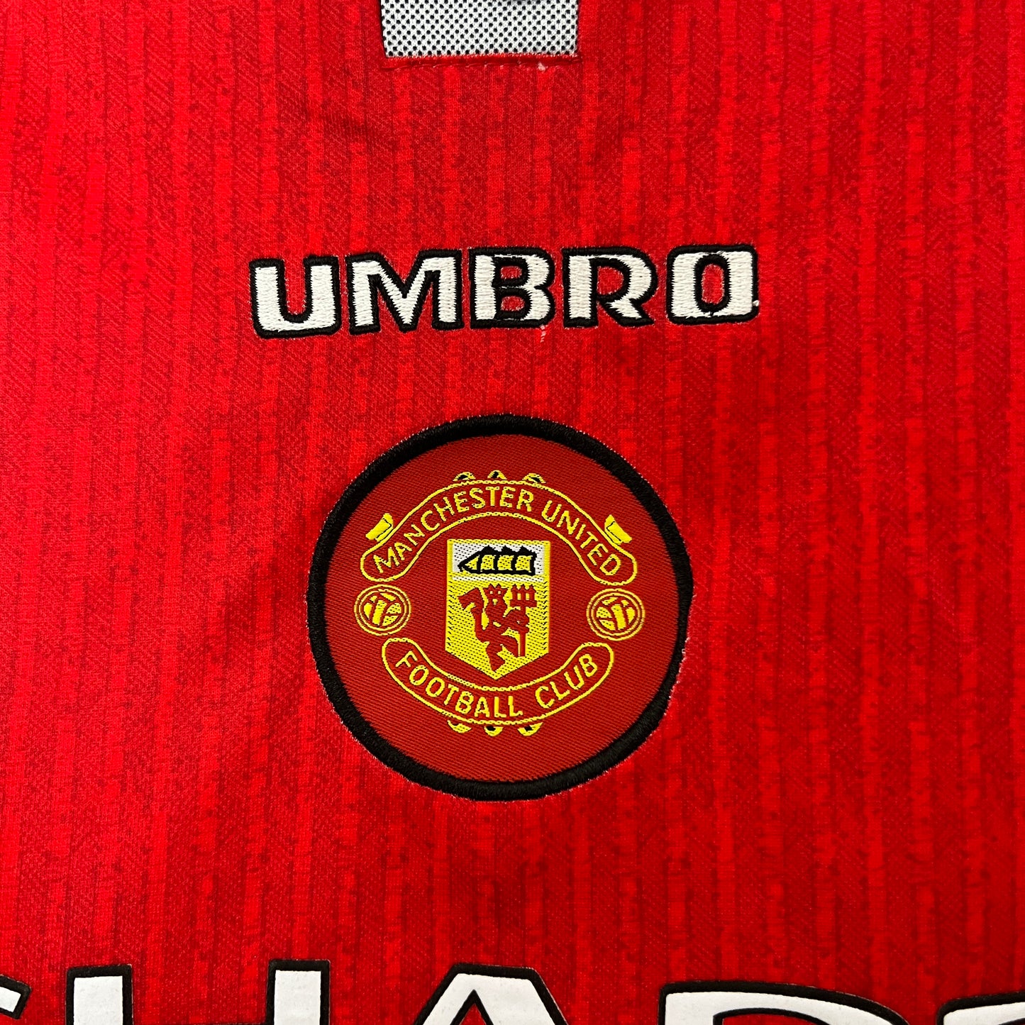 Kit infantil Manchester United Retrô Home 1996 . - Vermelho