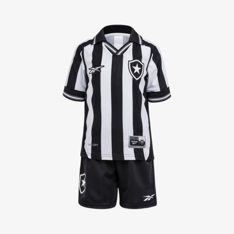 Kit Infantil Botafogo Home 25/26 Reebok - Preta e Branca