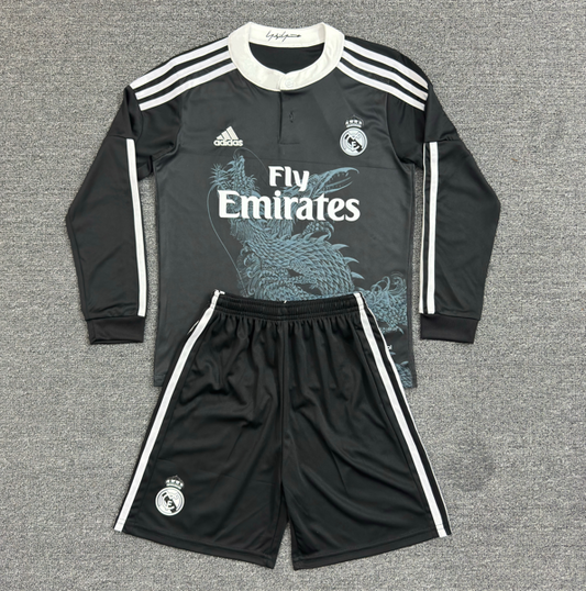 Kit Infantil Real Madrid Third Retrô 14/15 Manga Longa - Preto