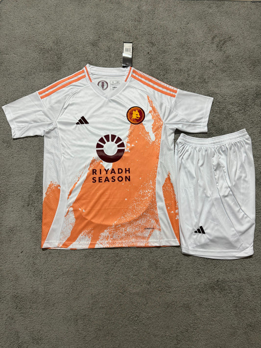 Kit Infantil Roma Away Third 24/25 . - Branco e Laranja