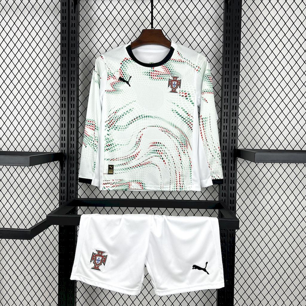 Kit Infantil Portugal Away Manga Longa 25/26 - Branca
