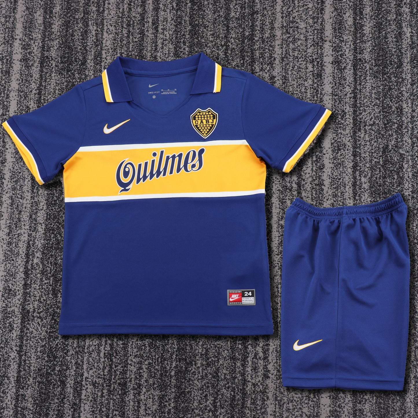 Kit Infantil Boca Jrs Home Retro 96/97 - Azul e Amarelo