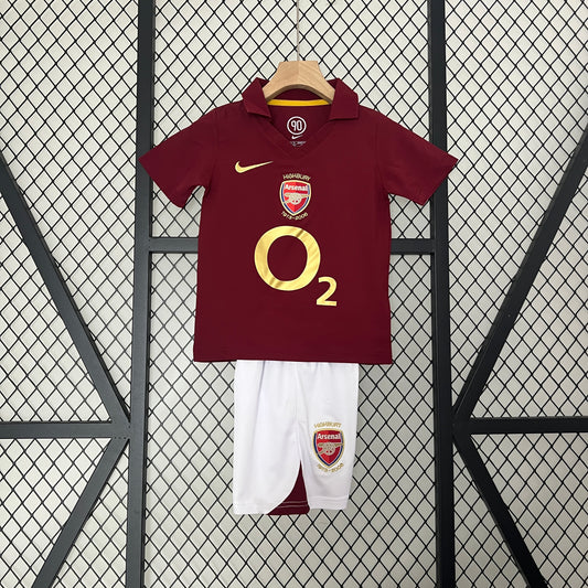 Kit Infantil Arsenal Away Retrô 02/03 - Vermelho Vinho