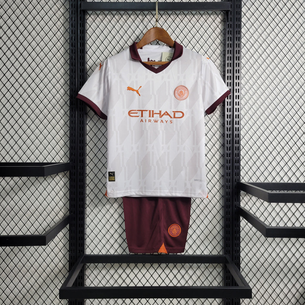 Kit Infantil Manchester City Away 23/24 . - Branca