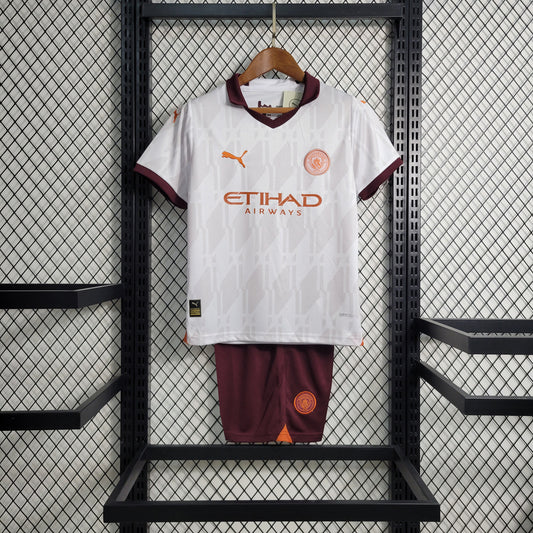 Kit Infantil Manchester City Away 23/24 . - Branca