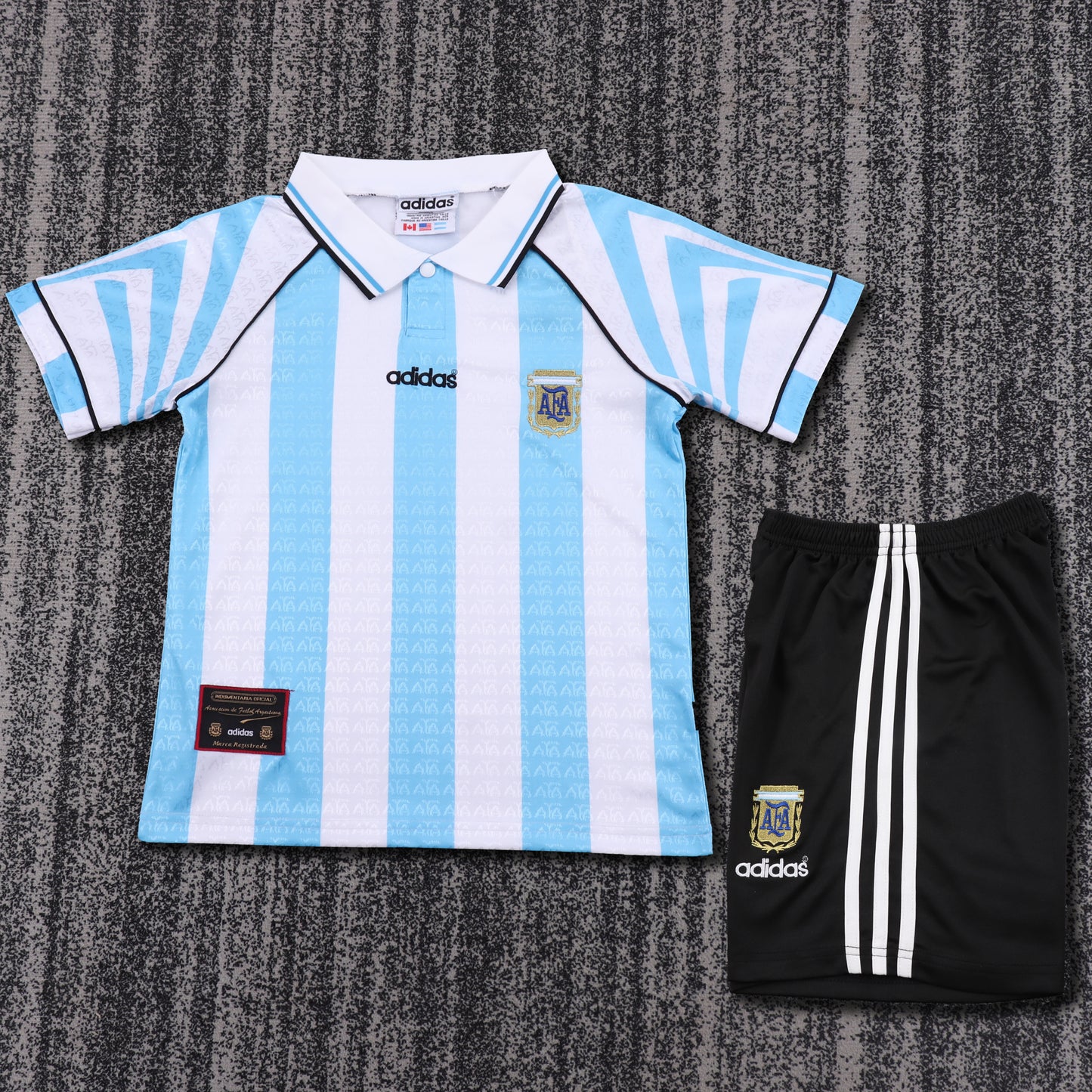 Kit Infantil Argentina Retro 96/97 -Branco e Azul