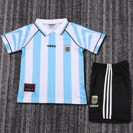 Kit Infantil Argentina Retro 96/97 -Branco e Azul