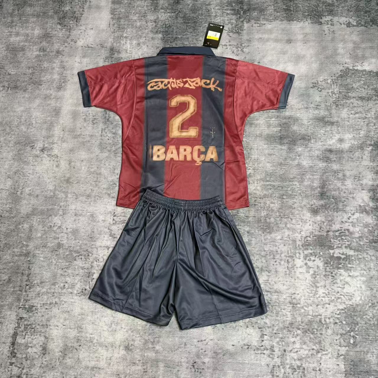 Kit Infantil Barcelona x Travis Scott Ediçao Especial 25/26 - Grená