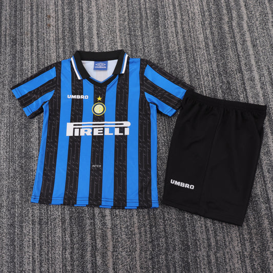 Kit Infantil Inter de Milão Home Retrô 97/98 - Azul e Preto