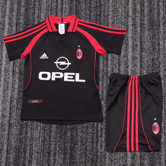 Kit Infantil Milan Away Retrô 00/01 . - Preto e Vermelho