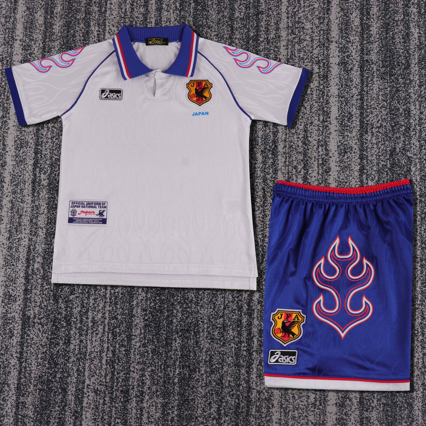 Kit Infantil Japão Away Retro 1998 Asics -Branco