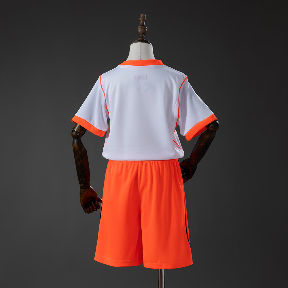Kit Infantil Holanda Away 24/25 - Branco e Laranja