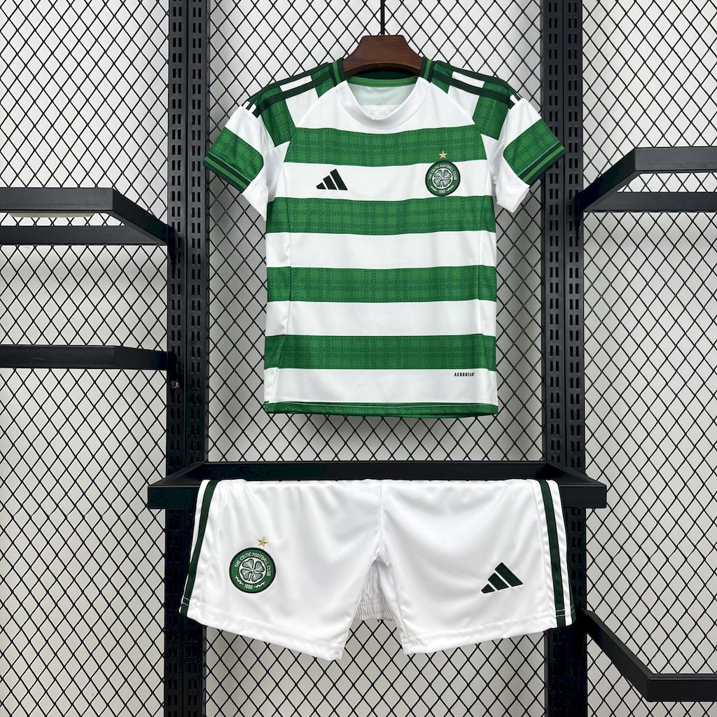 Kit Infantil Celtic Home 25/26 -Branco e Verde