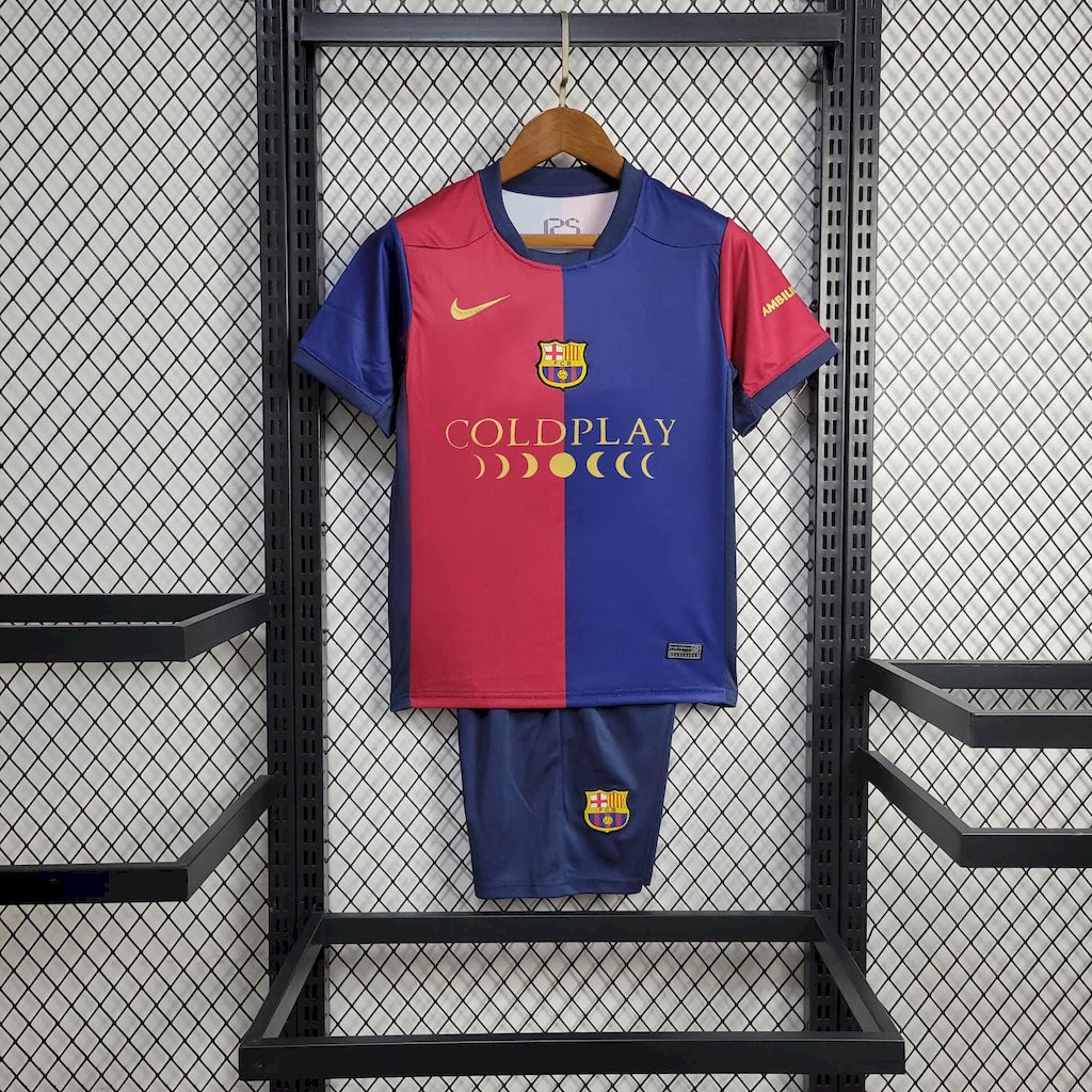 Kit Infantil Barcelona Home ColdPlay 24/25 - Grená