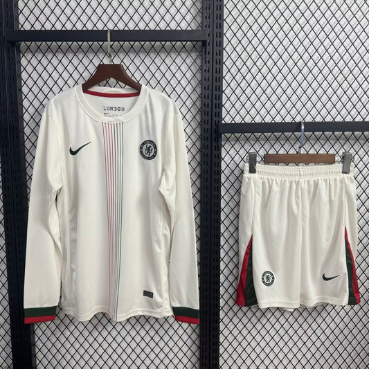 Kit infantil Chelsea Away 25/26 Manga Longa . - Branco