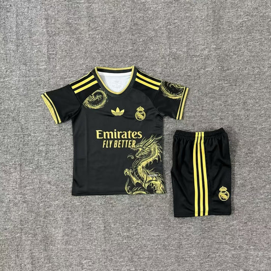 Kit Infantil Real Madrid Edição Especial 25/26 -Preto e Amarelo