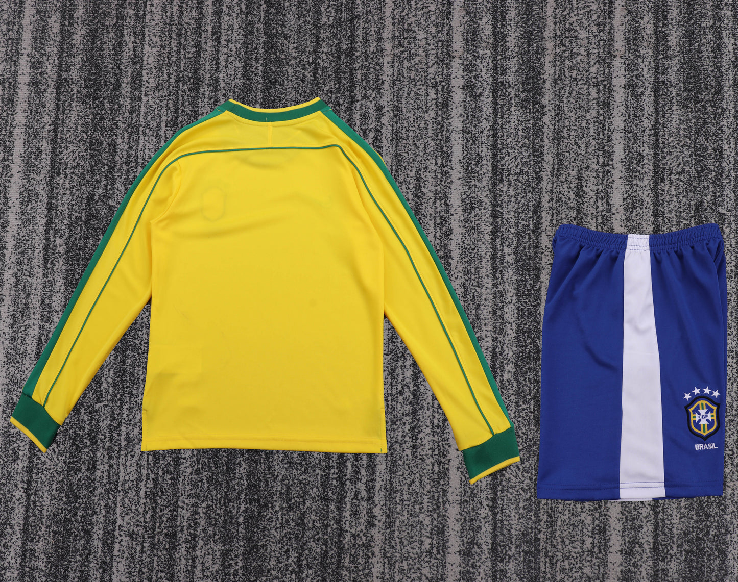 Kit Infantil Brasil Retro Home 1998 Manga Longa - Amarela