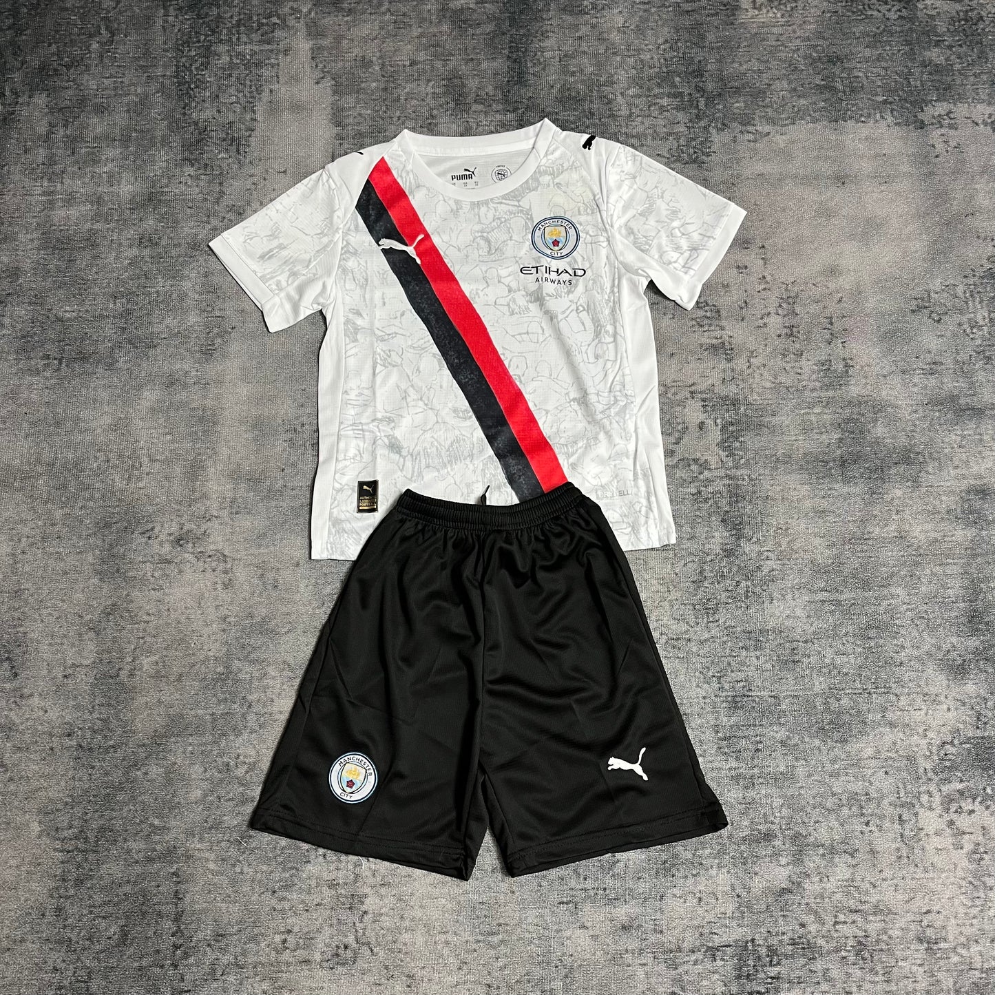 Kit Infantil Manchester City Away 25/26 . - Branco
