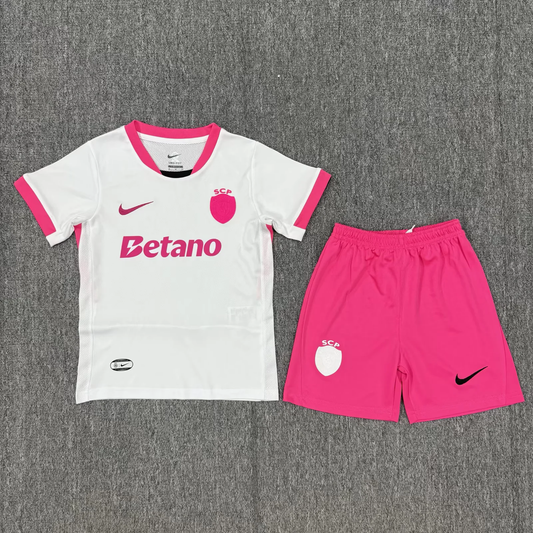 Kit Infantil Sporting Outubro Rosa 25/26 . - Branco e Rosa
