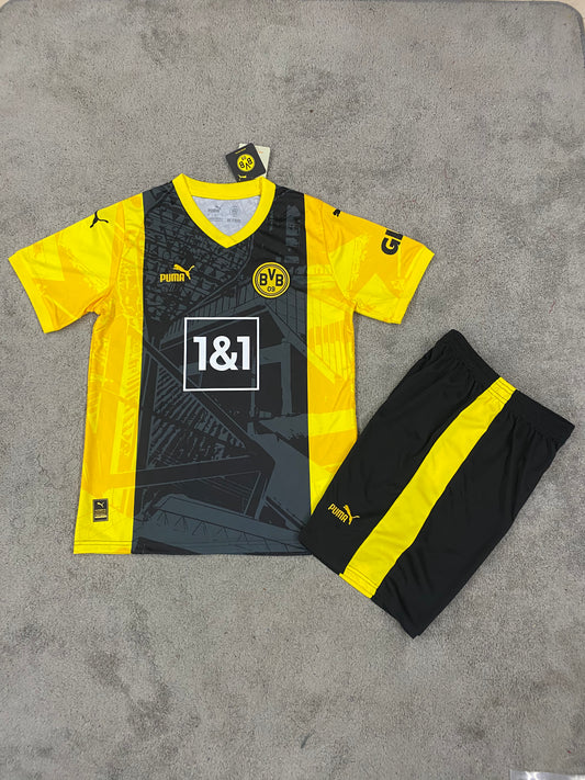 Kit Infantil Borussia Dortmund Home 24/25 - Preto e Amarela