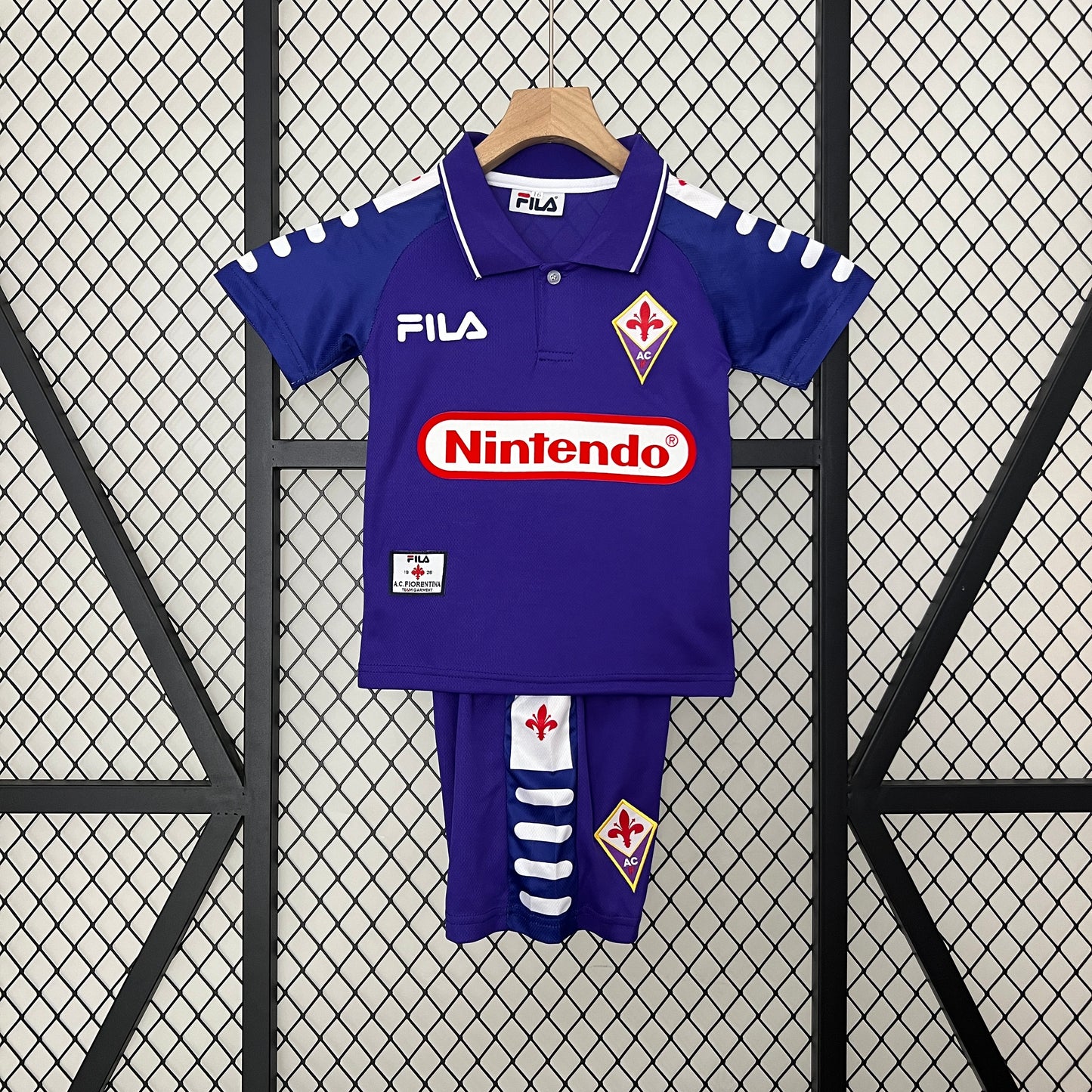 Kit Infantil Fiorentina Home Retrô 1998 . Fila  - Roxo
