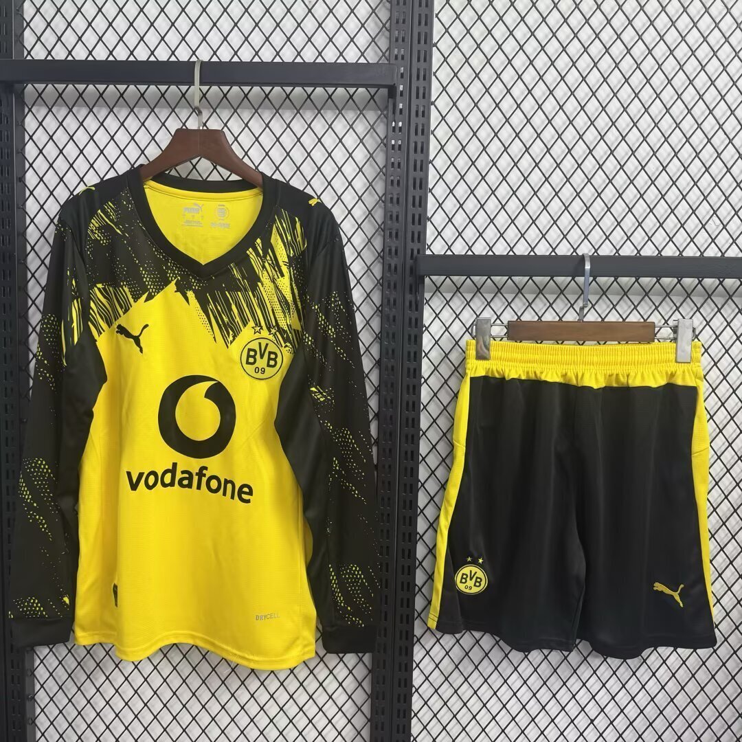 Kit Infantil Borussia Dortmund Home Manga Longa 25/26 . - Amarelo e Preto