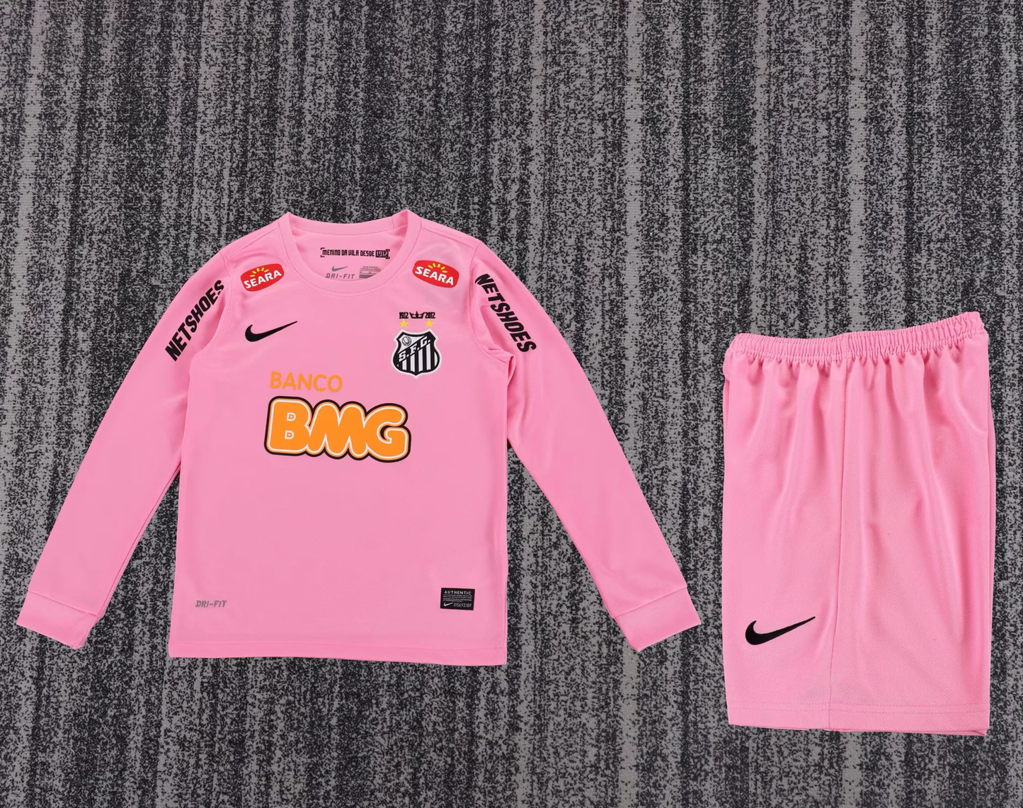 Kit Infantil Santos Retro 11/12 Manga Longa - Rosa
