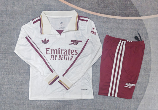 Kit Infantil Arsenal Third Manga Longa 25/26 . - Branco