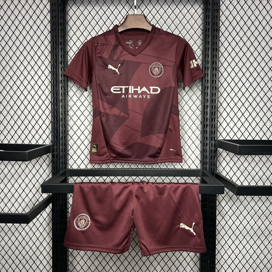 Kit Infantil Manchester City Third 24/25 . - Marrom