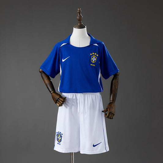 Kit Infantil Brasil Retro Away 2002 - Azul