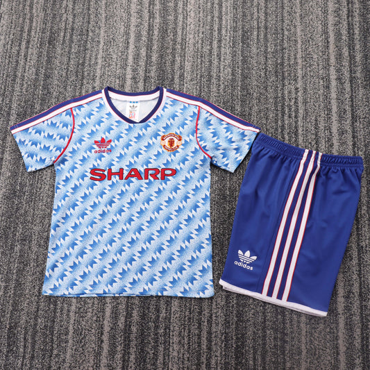 Kit infantil Manchester United Retrô Away 90/91 . - Azul Claro