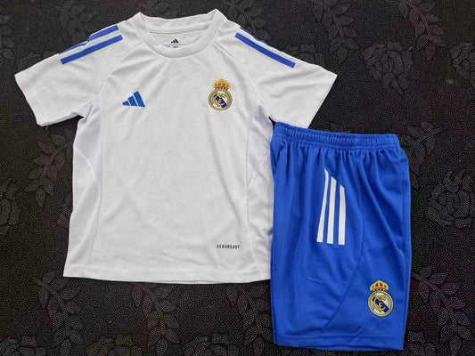 Kit Infantil Real Madrid Treino 25/26 -Branca e Azul