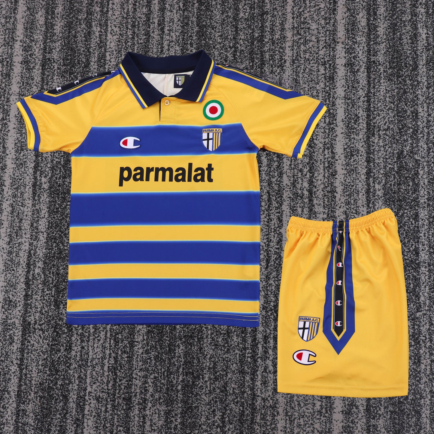 Kit Infantil Parma Home Retrô 99/00 Champion - Amarelo e Azul