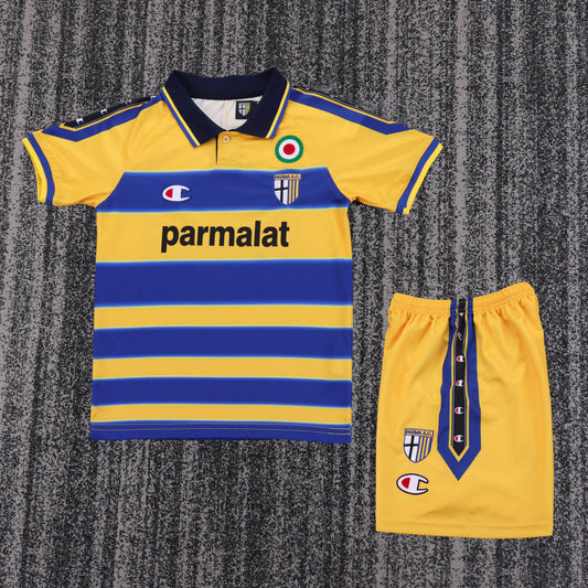 Kit Infantil Parma Home Retrô 99/00 Champion - Amarelo e Azul