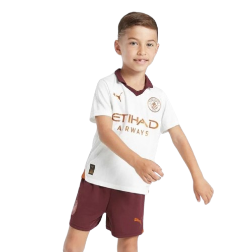 Kit Infantil Manchester City Away 23/24 . - Branca