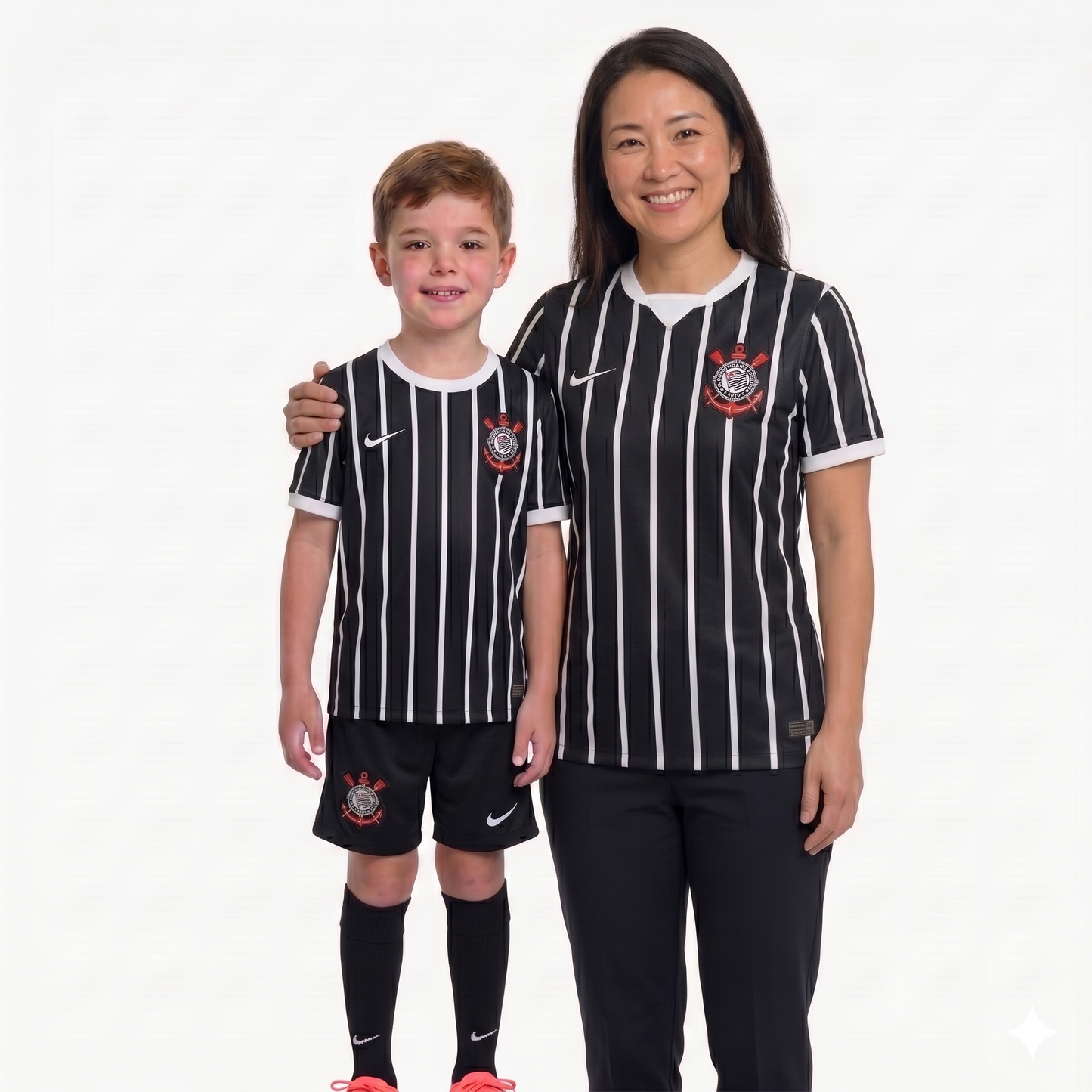 Kit Família Corinthians: Camisa Infantil + Camisa Mãe - Preta e Branca