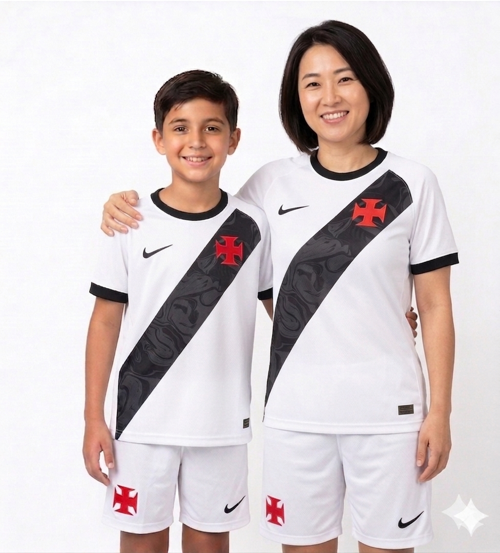 Kit Família Vasco: Camisa Infantil + Camisa Mãe - Branca