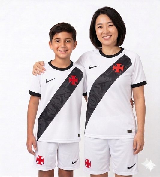 Kit Família Vasco: Camisa Infantil + Camisa Mãe - Branca