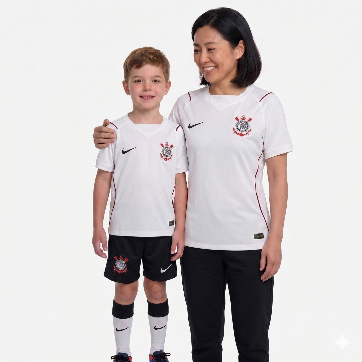 Kit Família Corinthians: Camisa Infantil + Camisa Mãe - Branca